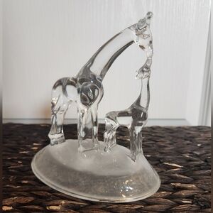 Vintage d’Arques 24%‎ Lead Crystal France Giraffe and Baby Figurine Frosted Base